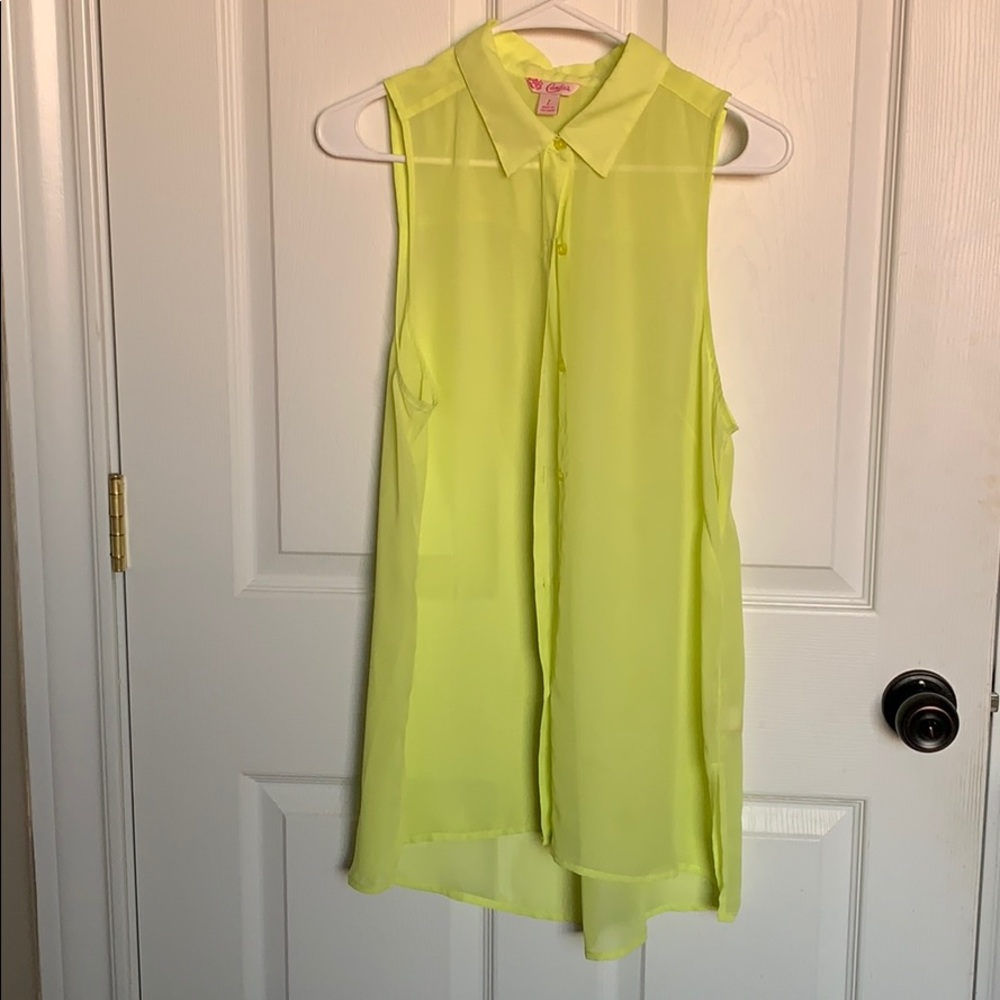 Neon yellow Candies sheer button up